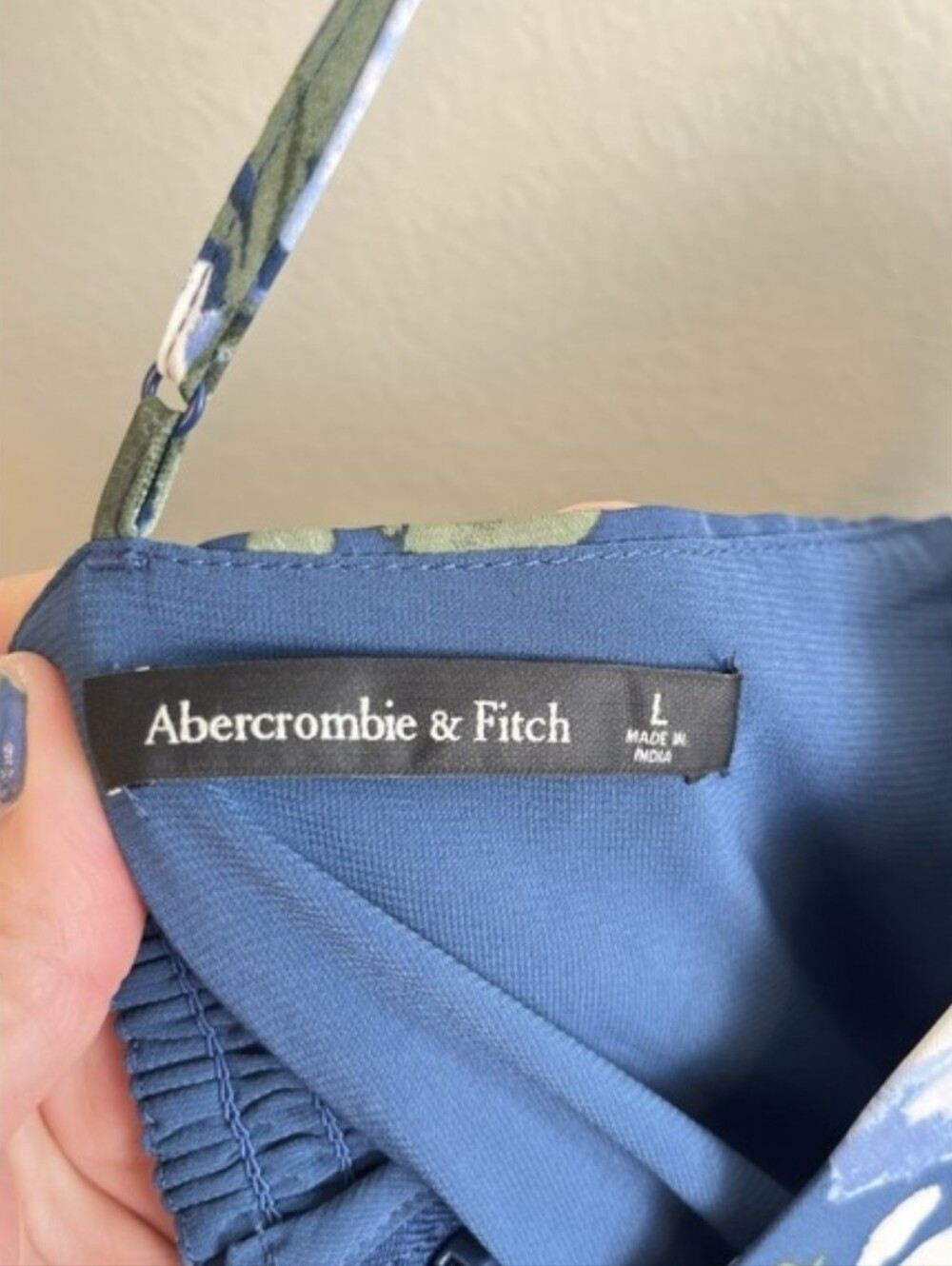 Abercrombie & Fitch Camile Blue Floral Midi Dress With Slit Sz L - Picture 4 of 8